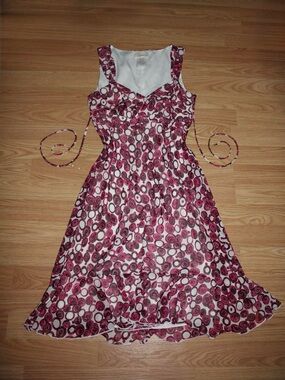 Sleeveless Pink Circular-Print A-Line Dress